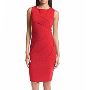 Calvin Klein Sheath Dress, Starburst Design, Brilliant Red, Size 6